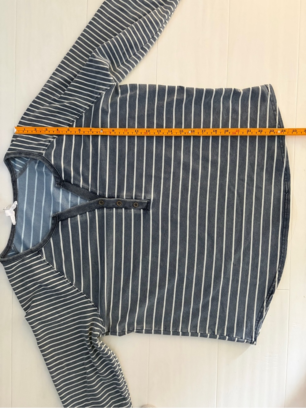 Striped Nautical Henley Sweatshirt Cotton Blue White Women’s Large - Picture 12 of 14
